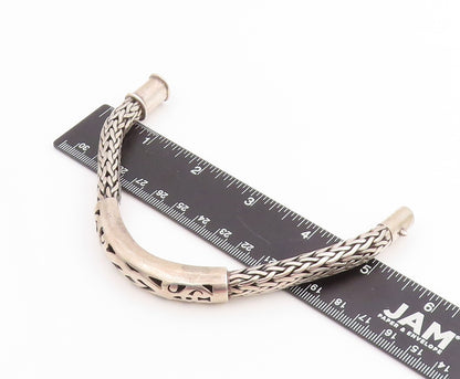 925 Sterling Silver Vintage Bracelet Braided Scrollwork Statement Cuff  BT11469
