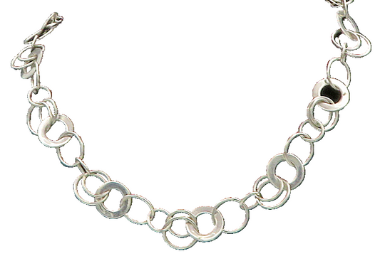 DAVID SIGAL 925 Sterling Silver Vintage Open Circle Link Chain Necklace  NE2811