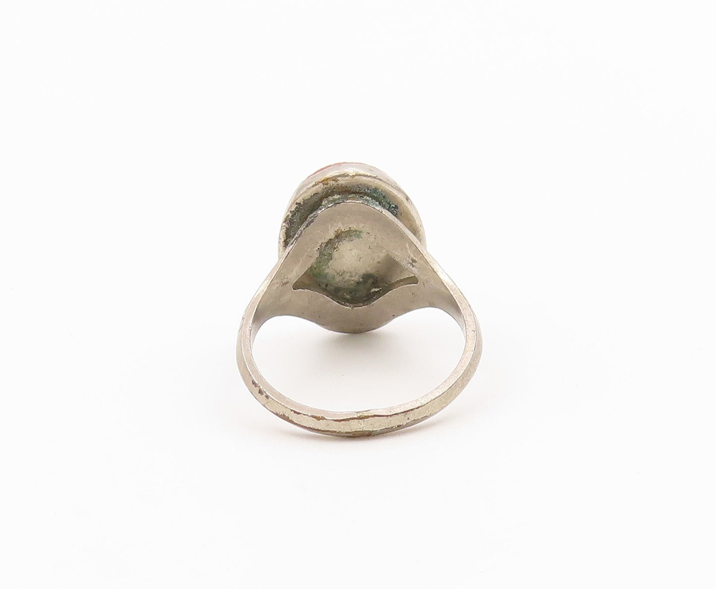 925 Sterling Silver Vintage Ring Oval Goldstone Statement Band  Sz 5  RG36600