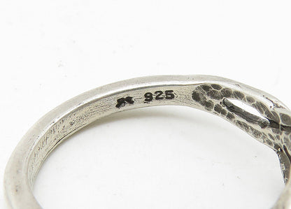 925 Sterling Silver  Vintage Diamond Cut Detail Shiny Band Ring Sz 5  RG10425