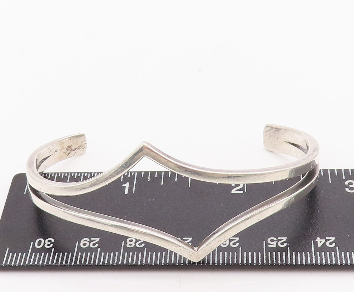 925 Sterling Silver Vintage Bracelet Minimalist Cutout Modernist Cuff  BT10324