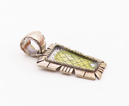 CAROLYN POLLACK 925 Silver  Vintage Shiny Chiseled Border Pendant  PT15794