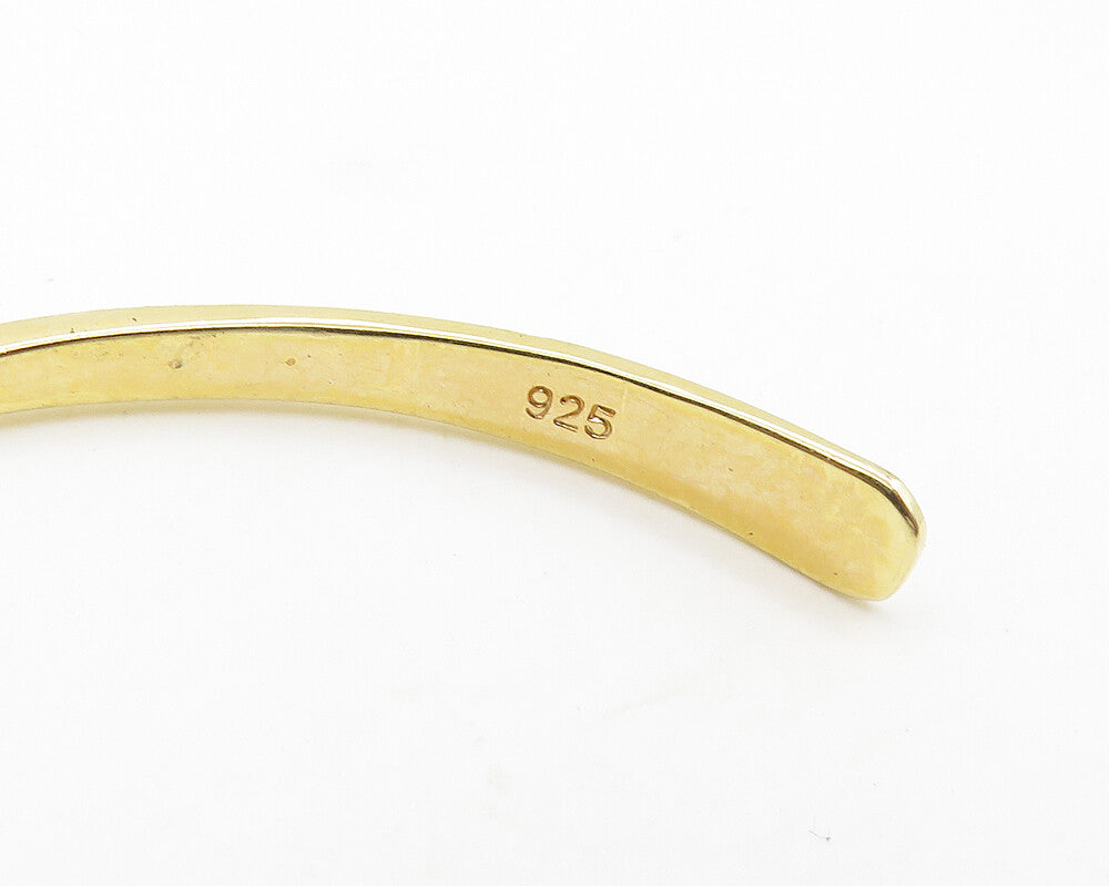 925 Sterling Silver  Vintage Sodalite Gold Plated Shiny Cuff Bracelet  BT7878