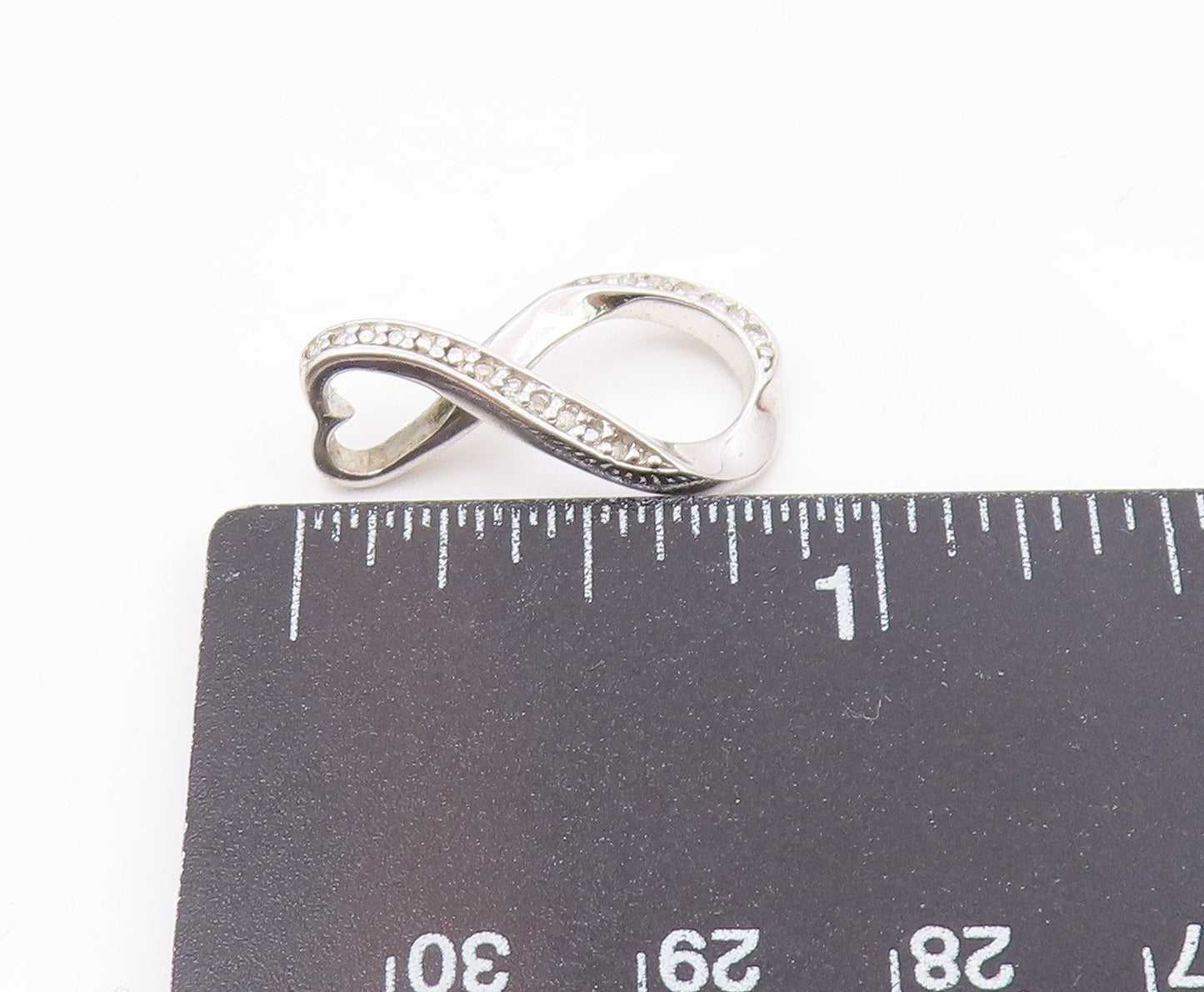 925 Sterling Silver  Vintage Shiny Genuine Diamonds Tear Drop Pendant  PT16610