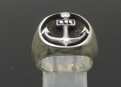 925 Sterling Silver  Vintage Ship Anchor Nautical Motif Band Ring Sz 8 RG22640