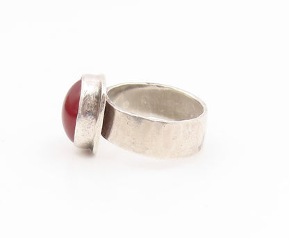 925 Sterling Silver Vintage Ring Classic Cabochon Carnelian Band  Sz 6  RG35123