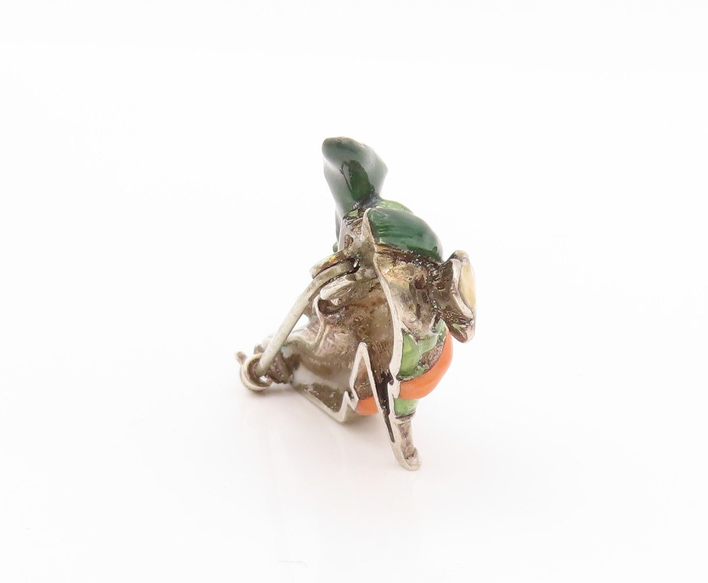 925 Sterling Silver Vintage Brooch Pin Enameled Roped & Floral Shoe  BP11177