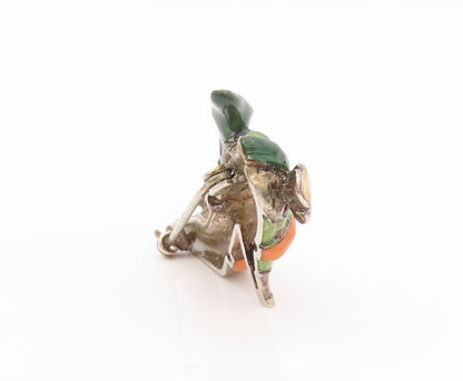 925 Sterling Silver Vintage Brooch Pin Enameled Roped & Floral Shoe  BP11177