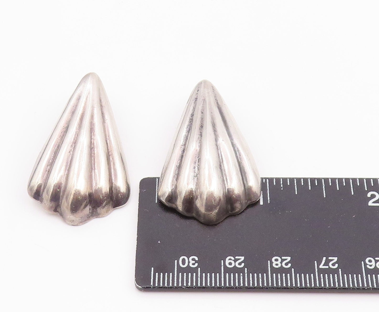 925 Sterling Silver Vintage Earrings LOS BALLESTEROS Seashell Clip  EG14256