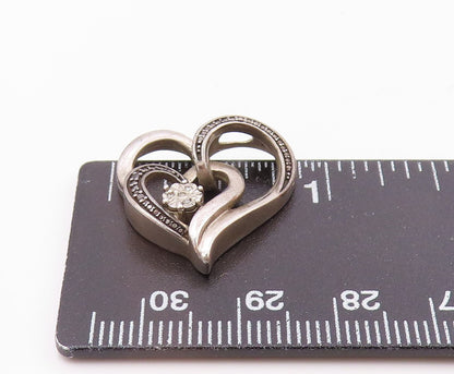 925 Sterling Silver  Vintage Genuine Diamond Love Heart Pendant  PT16801