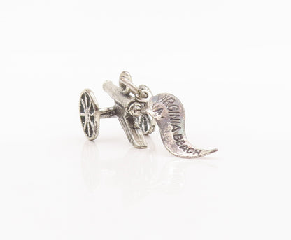925 Sterling Silver Vintage Pendant Solid 3D Carved Mini Volley Gun  PT22760