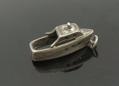 925 Sterling Silver  Vintage Dark Tone Tug Boat Motif Pendant  PT16919