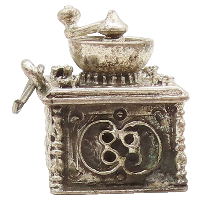 925 Sterling Silver Vintage Charm BEAU Detailed Carved Pretzel Swirl Box  TR3677