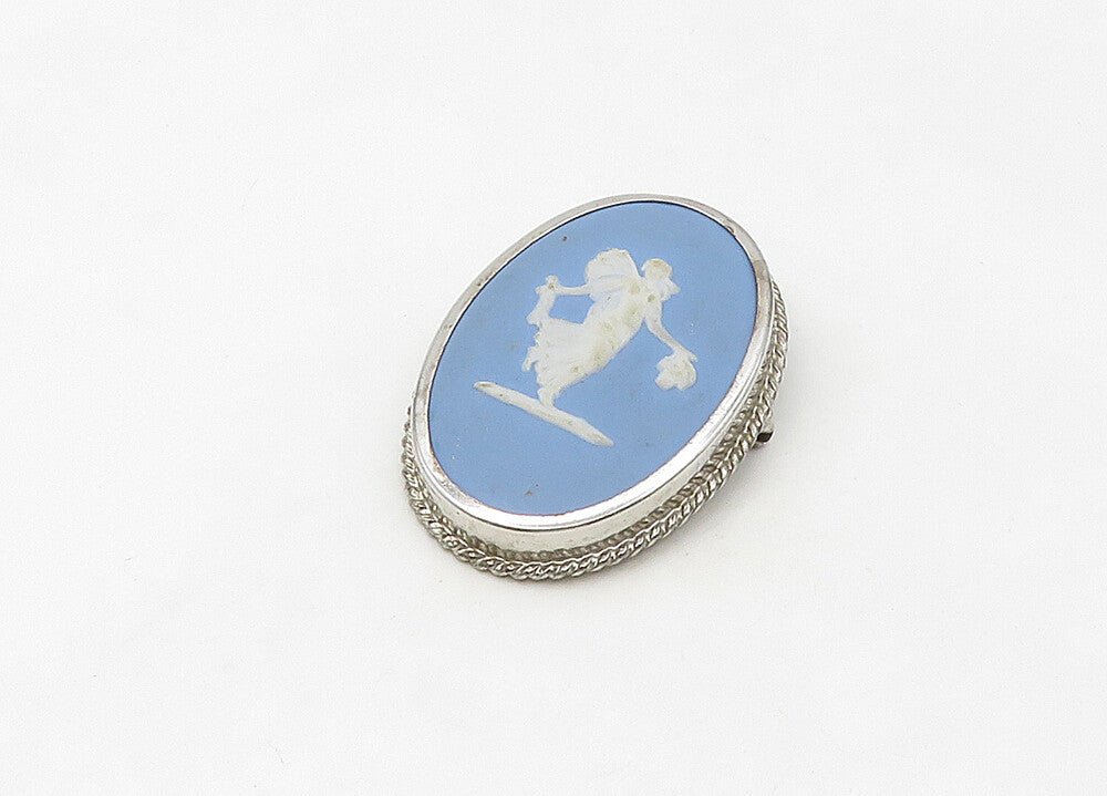 WEDGWOOD ENGLAND 925 Sterling Silver  Vintage Angel Cameo Brooch Pin  BP8428
