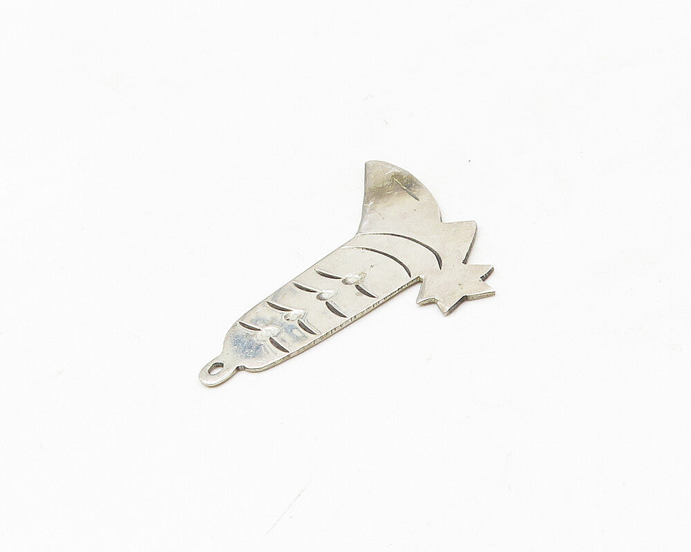 925 Sterling Silver  Vintage Cowboy Boot & Star Etched Detail Pendant  PT14143