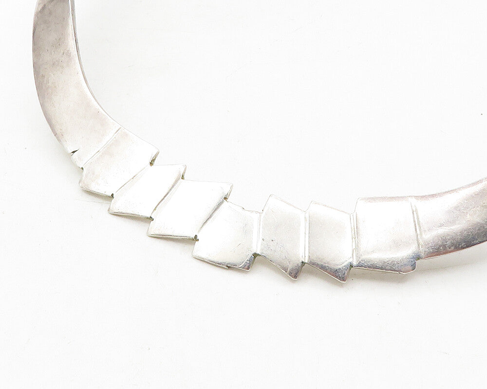 MEXICO 925 Sterling Silver  Vintage Smooth Shiny Collar Necklace  NE1900