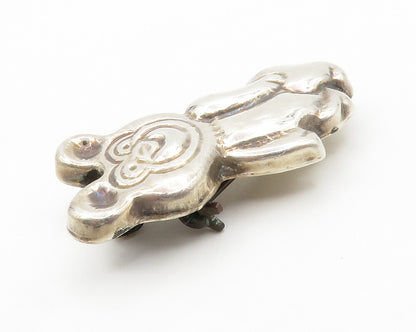 MEXICO 925 Sterling Silver  Vintage Teddy Bear Hollow Shiny Brooch Pin  BP5170