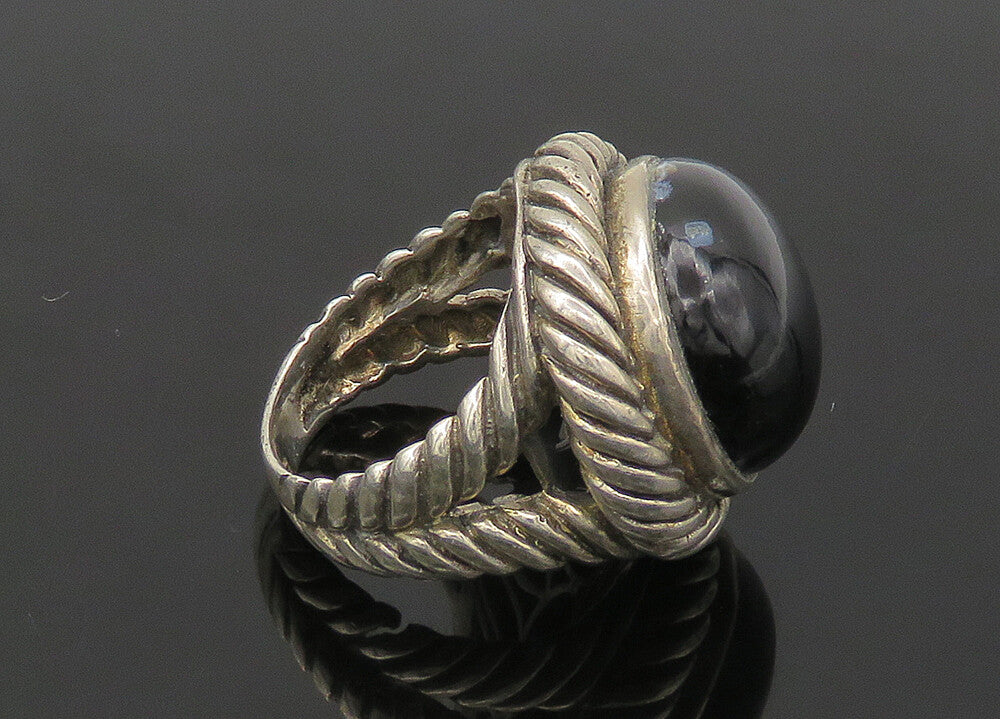 925 Sterling Silver  Vintage Cabochon Black Onyx Cocktail Ring Sz 5  RG22221