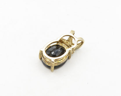 925 Sterling Silver  Genuine Diamond & Sapphire Gold Plated Pendant  PT15153