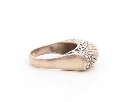 925 Sterling Silver Vintage Ring Dark Tone Woven Effect Carved  Sz 8  RG31253