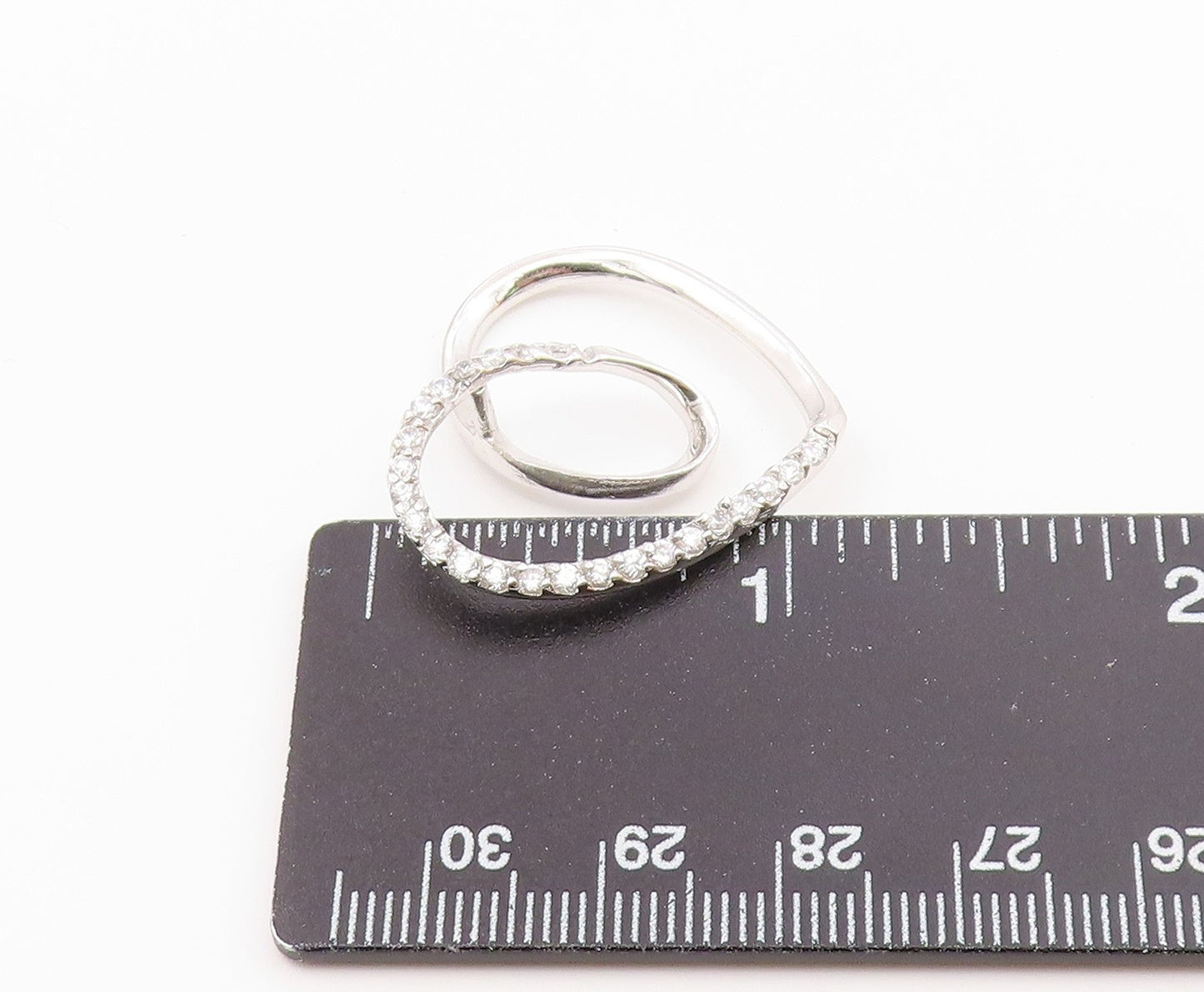 925 Silver  Vintage Twisted Love Heart Cubic Zirconia Drop Pendant  PT20376