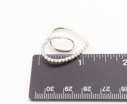 925 Silver  Vintage Twisted Love Heart Cubic Zirconia Drop Pendant  PT20376