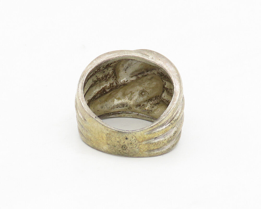 925 Sterling Silver  Vintage Shiny Fluted Detail Band Ring Sz 5  RG17624