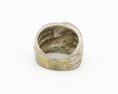 925 Sterling Silver  Vintage Shiny Fluted Detail Band Ring Sz 5  RG17624