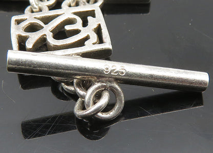 925 Sterling Silver  Vintage Chinese Characters Square Chain Bracelet  BT8334