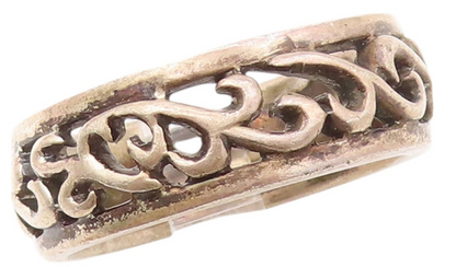 925 Sterling Silver Vintage Ring Dark Tone Swirly Design Cutout  Sz 11  RG31860