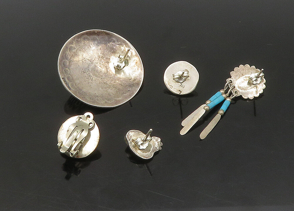 ZUNI NAVAJO 925 Sterling Silver Vintage Multi Stone Lot Single Earrings EG11263