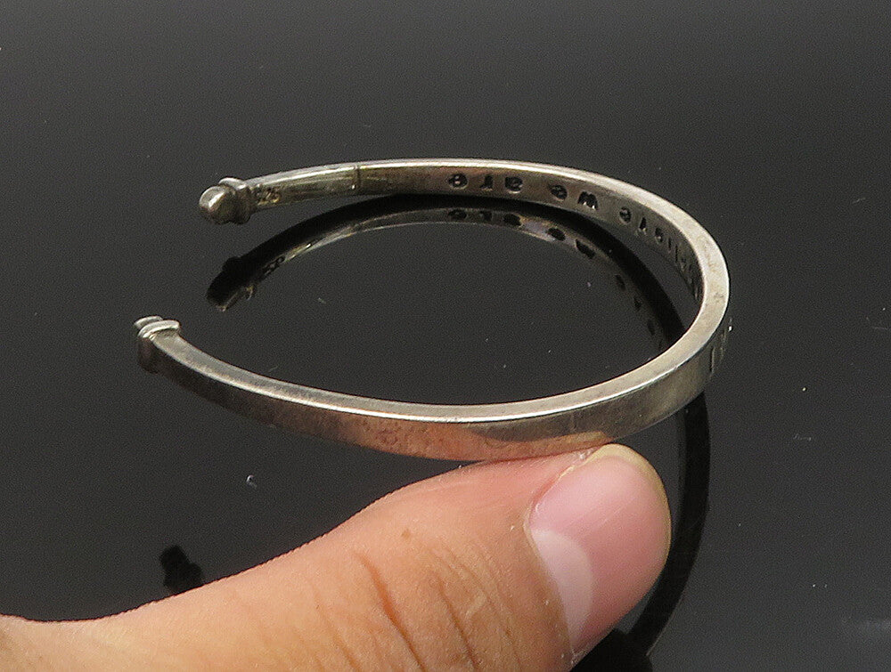 925 Sterling Silver  Vintage Genuine Diamonds Promise Cuff Bracelet  BT9436