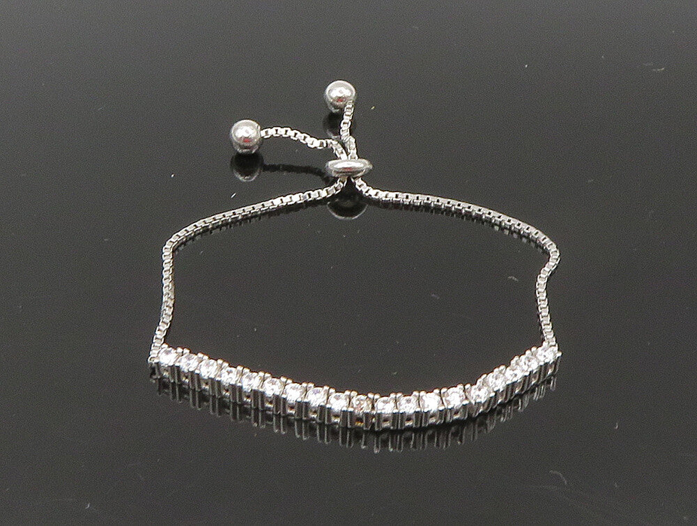 925 Silver  White Cubic Zirconia Adjustable Child Box Chain Bracelet  BT1058