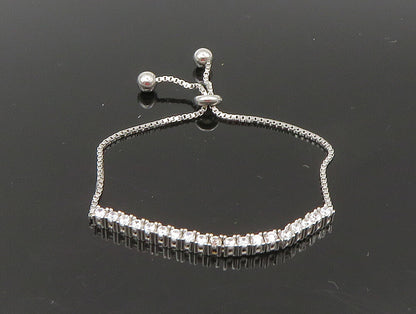 925 Silver  White Cubic Zirconia Adjustable Child Box Chain Bracelet  BT1058