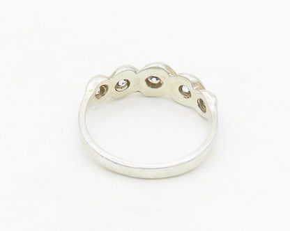 925 Sterling Silver  Vintage Cubic Zirconia Swirl Band Ring Sz 7.5  RG19124