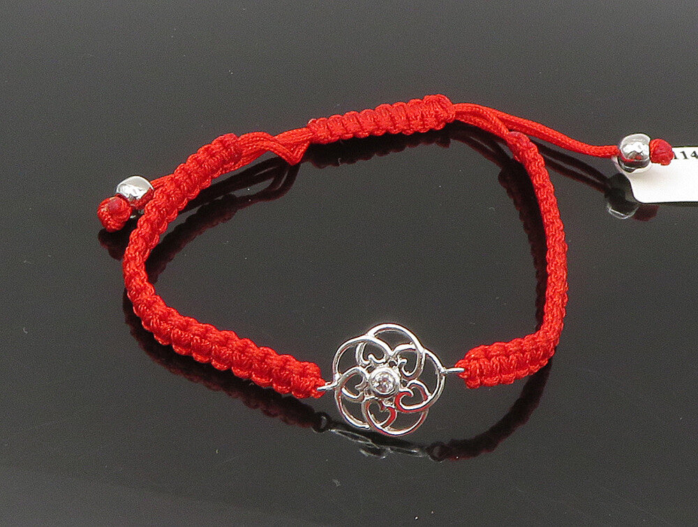 925 Silver  Cubic Zirconia Floral Love Adjustable Friendship Bracelet  BT1020