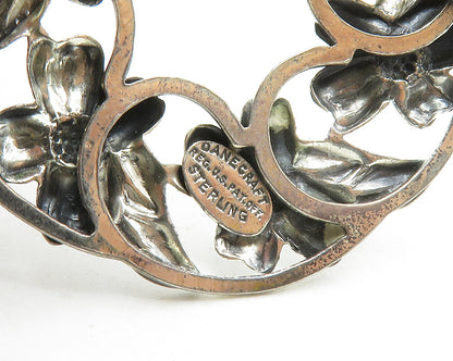 DANECRAFT 925 Sterling Silver  Vintage Shiny Floral Wreath Brooch Pin  BP5083