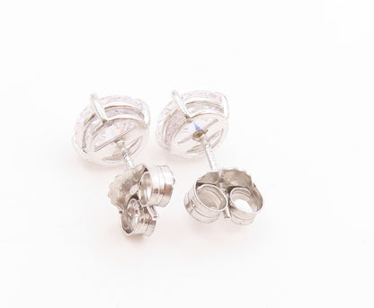 925 Sterling Silver Vintage Earrings Upside Down CZ Minimalist Studs  EG14010