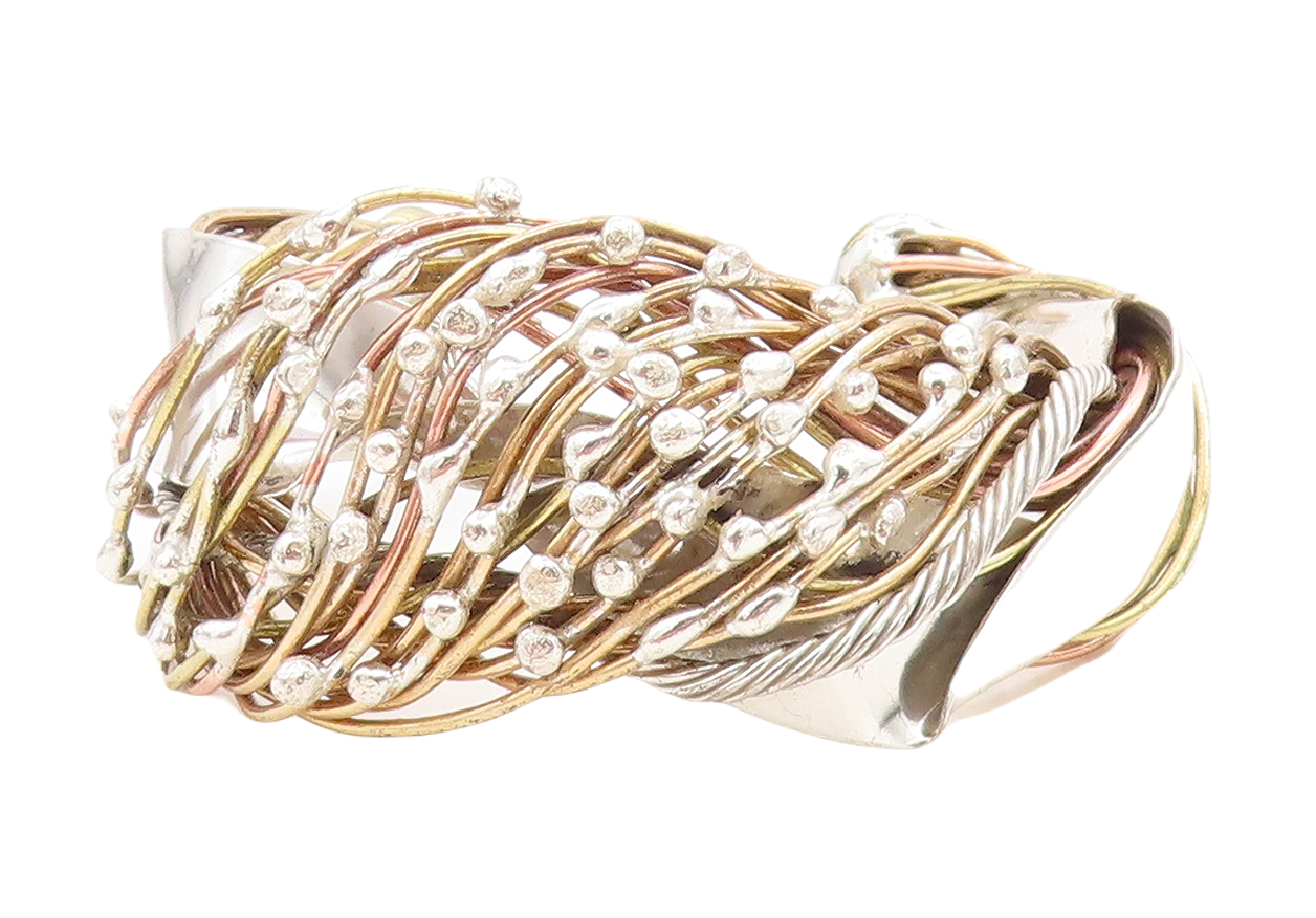 DESIGNER 925 Sterling Silver  Two Tone Vine Wrapped Cuff Bracelet  BT3056