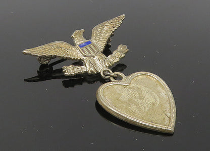925 Sterling Silver  Vintage United States Navy Love Heart Brooch Pin  BP4197