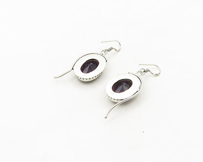 925 Sterling Silver  Vintage Faceted Amethyst Bubble Dangle Earrings  EG9505
