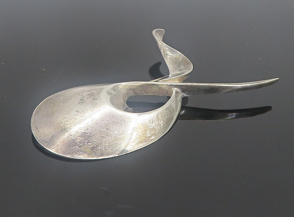 AYSE 925 Sterling Silver  Vintage Shiny Modernist Design Brooch Pin  BP2948