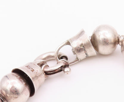 925 Sterling Silver Vintage Necklace Minimalist Dark Tone Heavy Beads  NE4458