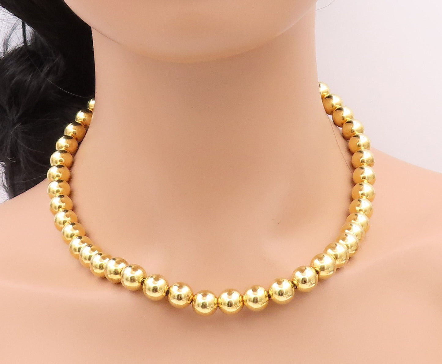 925 Sterling Silver Vintage Necklace Gold Plated Bead Chain NE4547