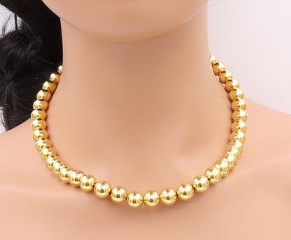 925 Sterling Silver Vintage Necklace Gold Plated Bead Chain NE4547