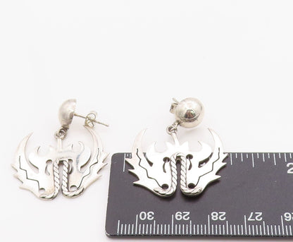 925 Sterling Silver Vintage Earrings Mythical Wings Cut Out Design Studs EG13691