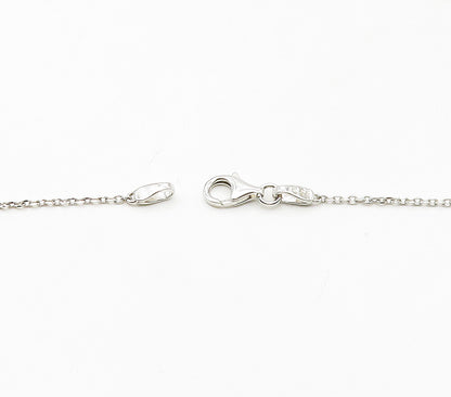 925 Sterling Silver  Shiny Genuine Diamonds Floral Chain Necklace  NE2674