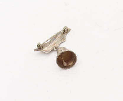 925 Sterling Silver Vintage Brooch Pin DAMASO GALLEGOS Bell Jingles  BP10563