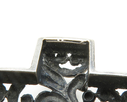 925 Sterling Silver  Vintage Open Swirl Cross Dark Tone Shiny Pendant  PT10932