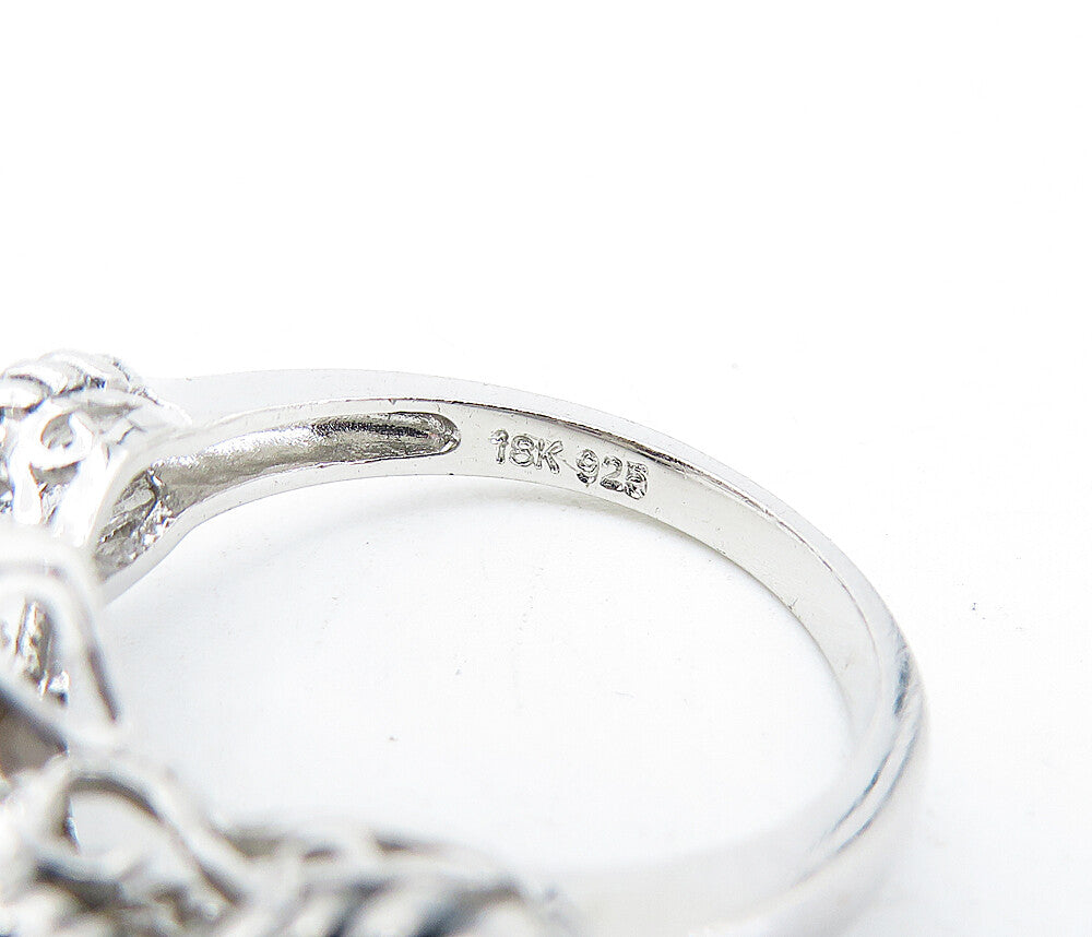 925 Silver & 18K GOLD  Smoky Topaz Two Tone Twist Solitaire Ring Sz 5  RG3945